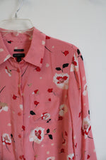 Talbots Pink Floral Button Down Silk Top | S
