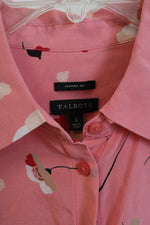 Talbots Pink Floral Button Down Silk Top | S