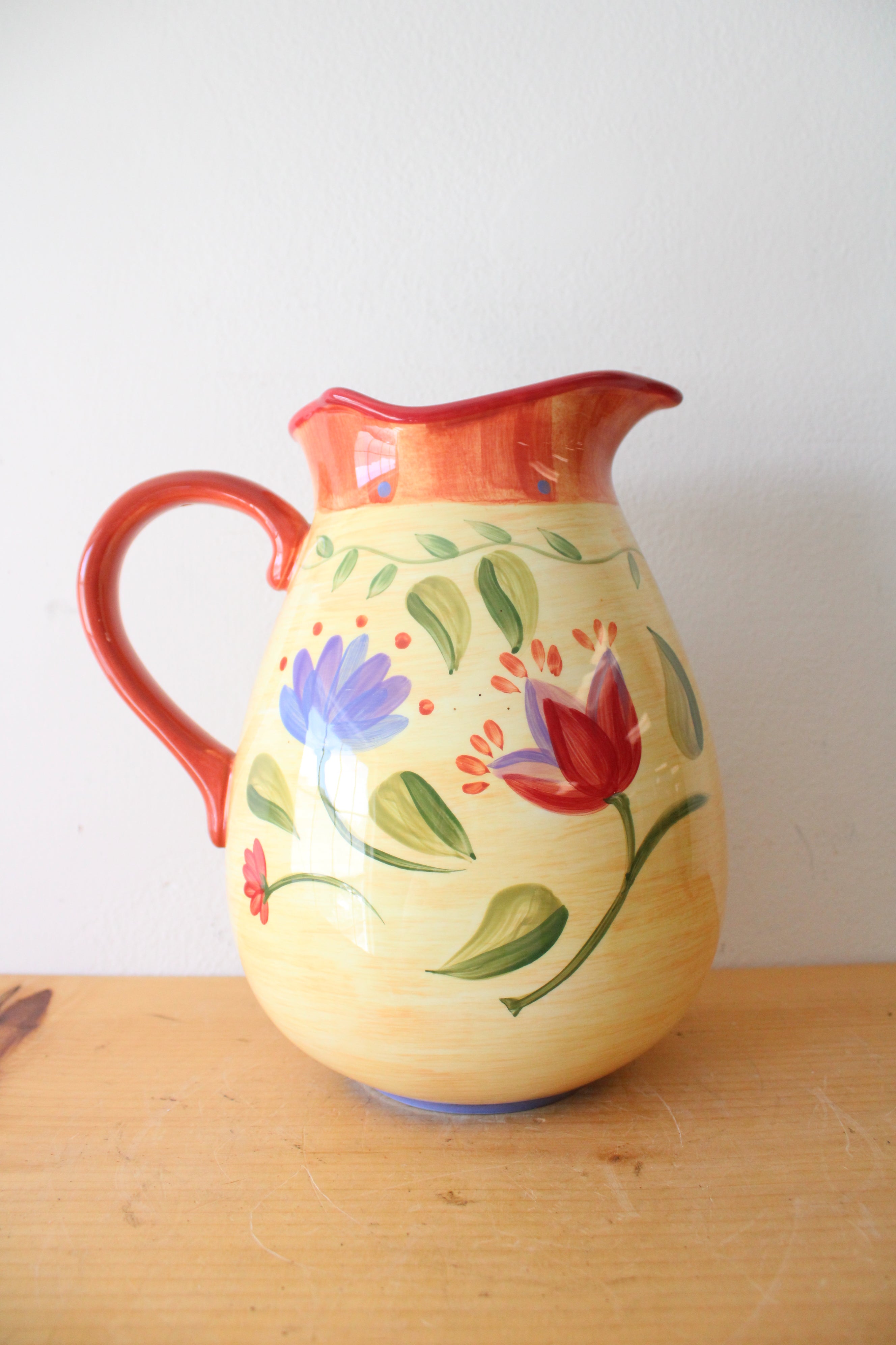 Pfaltzgraff Napoli Yellow & Red Floral Pitcher | 10"