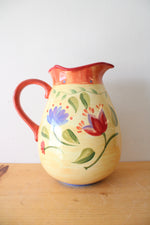 Pfaltzgraff Napoli Yellow & Red Floral Pitcher | 10"