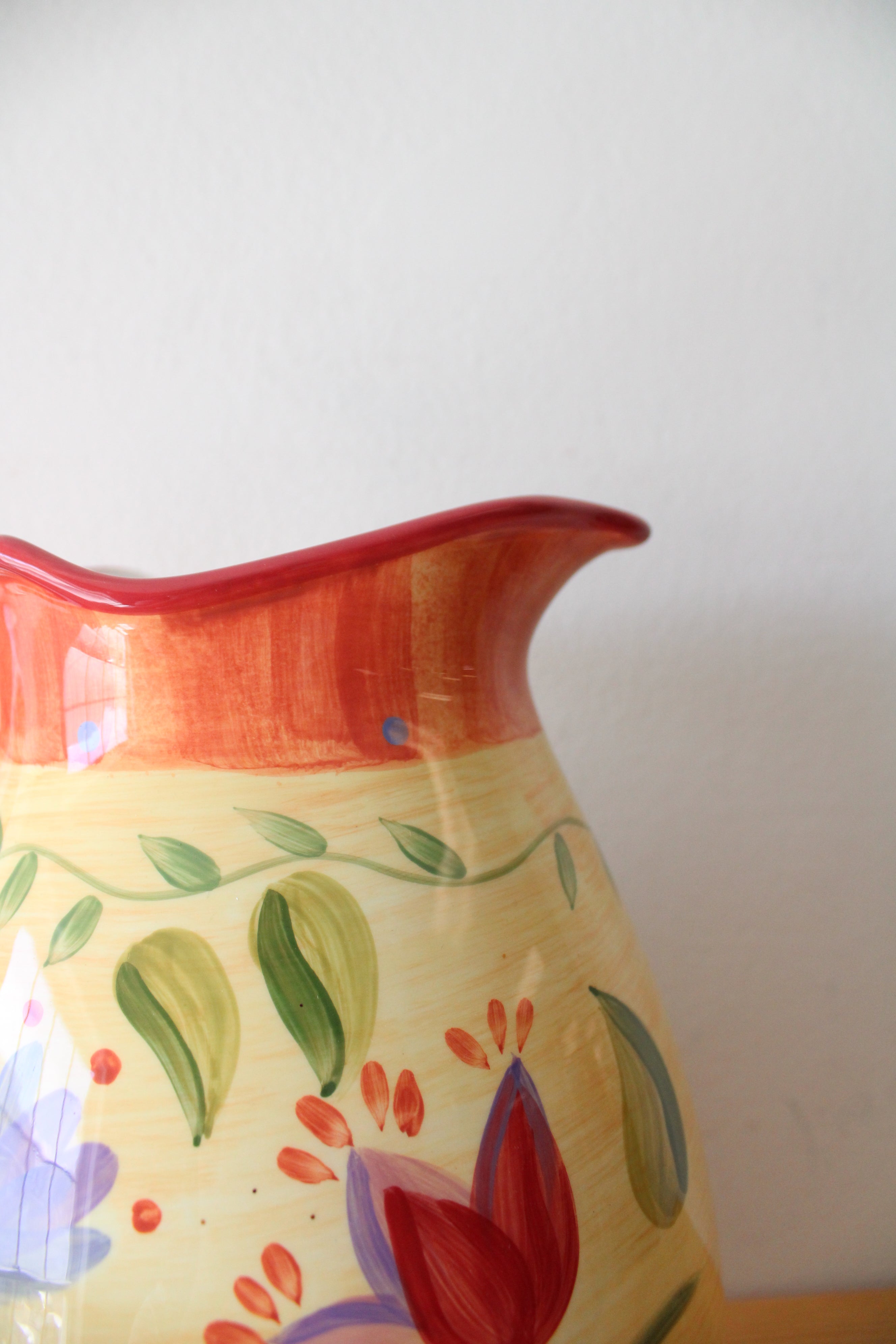 Pfaltzgraff Napoli Yellow & Red Floral Pitcher | 10"