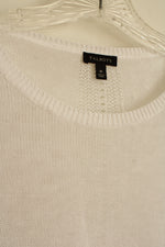 Talbots White Linen Cutout Knit Crew Neck 3Q Sleeve Top | M