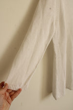 Talbots White Linen Cutout Knit Crew Neck 3Q Sleeve Top | M