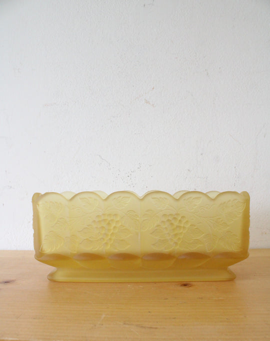 Vintage Westmoreland Satin Frosted Yellow Paneled Grape Window Planter