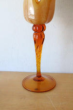 White Crystal Italian Blown Glass Mustard Yellow Candle Holder