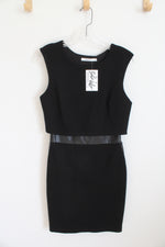 NEW Bailey 44 Black Layered Sheath Dress With Faux Leather Detail | S