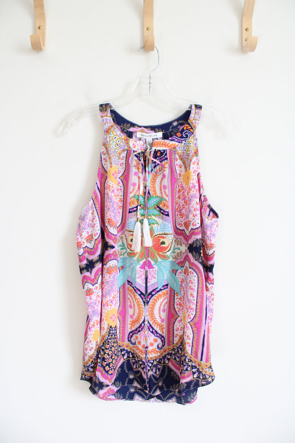 NEW Rose & Olive Multi-Patterned Colorful Tank Top | L