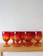 Vintage L.E. Smith Moon & Stars Amberina Goblets | Set Of 8