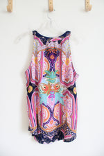 NEW Rose & Olive Multi-Patterned Colorful Tank Top | L