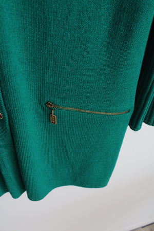 St. John Collection By Marie Gray Green Knit Long Cardigan | 10