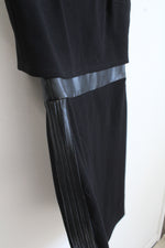 NEW Bailey 44 Black Layered Sheath Dress With Faux Leather Detail | S