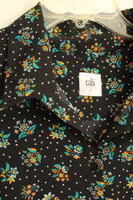 Cabi Black Floral Dot Sleeveless Button Down Tank with Collar | L