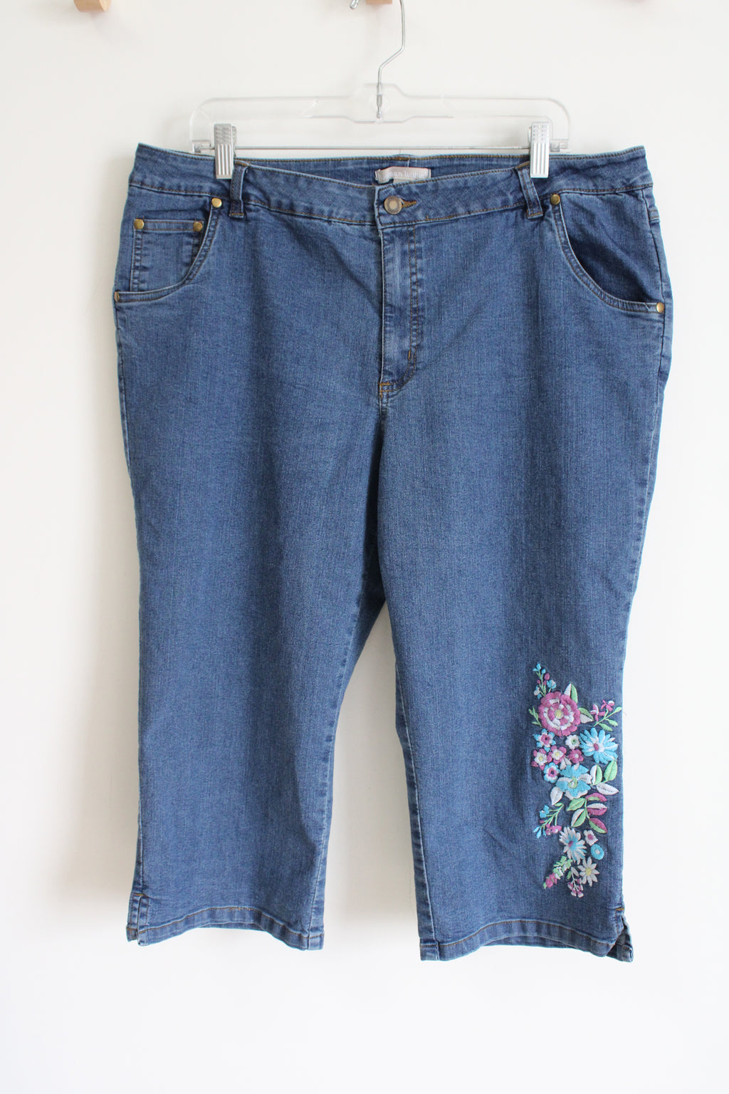 Woman Within Denim Embroidered Capris | 18W
