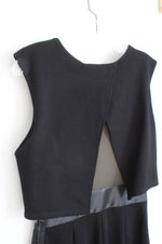 NEW Bailey 44 Black Layered Sheath Dress With Faux Leather Detail | S