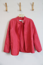 Alfred Dunner Pink Quilted Open Jacket | 14