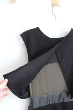 NEW Bailey 44 Black Layered Sheath Dress With Faux Leather Detail | S