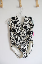 NEW Kate Spade Cream & Black Floral Halter Neck One Piece Swimsuit | XL