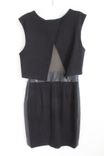 NEW Bailey 44 Black Layered Sheath Dress With Faux Leather Detail | S