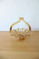 Vintage Italian Art Glass Amber Stretch Glass Sun Flower Basket