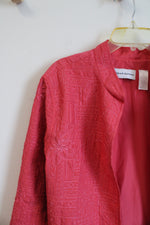Alfred Dunner Pink Quilted Open Jacket | 14