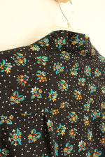 Cabi Black Floral Dot Sleeveless Button Down Tank with Collar | L