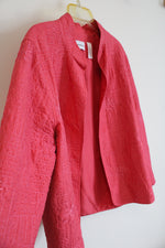 Alfred Dunner Pink Quilted Open Jacket | 14