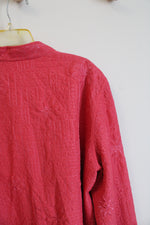 Alfred Dunner Pink Quilted Open Jacket | 14