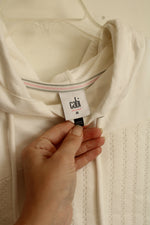Cabi White Knit Mixed Texture Long-sleeved Pullover Hoodie | M