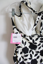 NEW Kate Spade Cream & Black Floral Halter Neck One Piece Swimsuit | XL