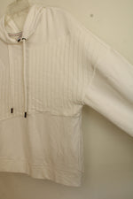 Cabi White Knit Mixed Texture Long-sleeved Pullover Hoodie | M