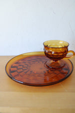 Colony Indiana Glass Whitehall Amber Snack Set