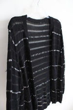 Black & Gray Knit Striped Cardigan | L