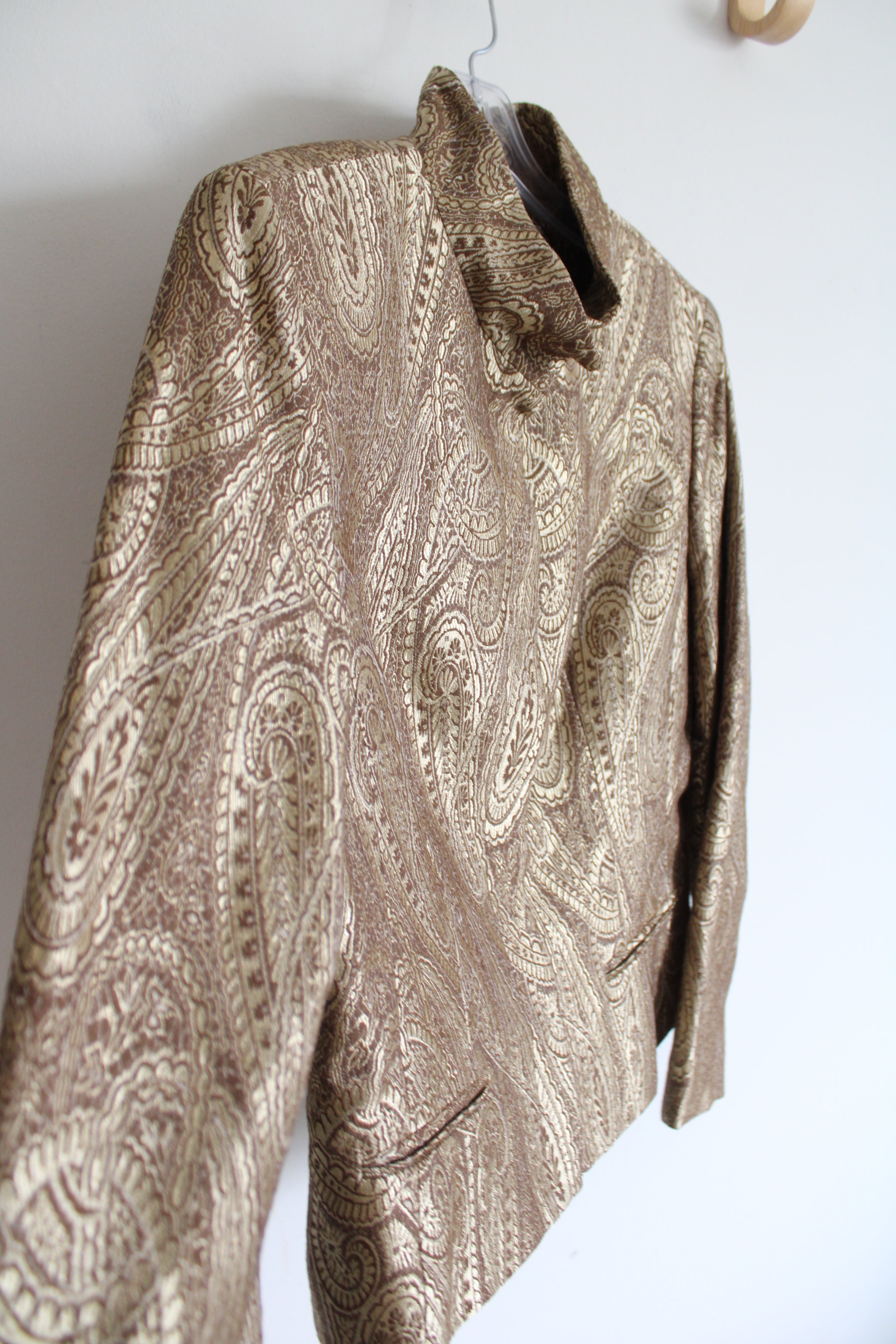 Worth Brown & Gold Shimmer Patterned Wool Blend Jacket | 10