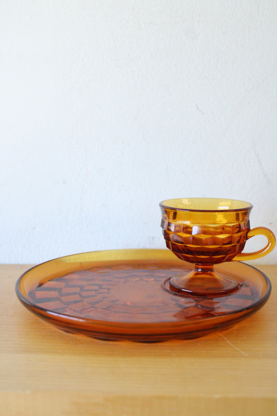 Colony Indiana Glass Whitehall Amber Snack Set