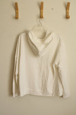 Cabi White Knit Mixed Texture Long-sleeved Pullover Hoodie | M