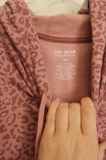NEW Tek Gear Color Pink Leopard Print Ultrasoft Fleece Hoodie | 2XL