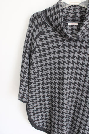 Ann Taylor LOFT Houndstooth Knit Poncho Sweater | XS/S