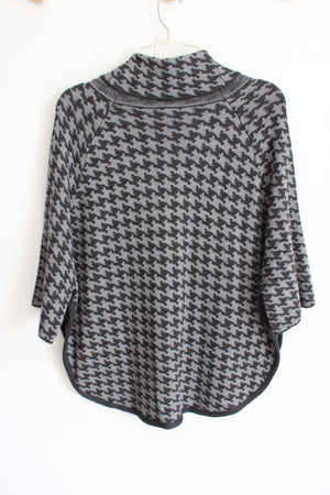 Ann Taylor LOFT Houndstooth Knit Poncho Sweater | XS/S