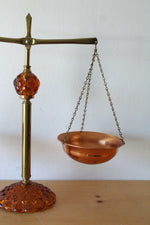 Princess House Amber Glass & Copper Scales of Justice