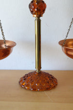 Princess House Amber Glass & Copper Scales of Justice