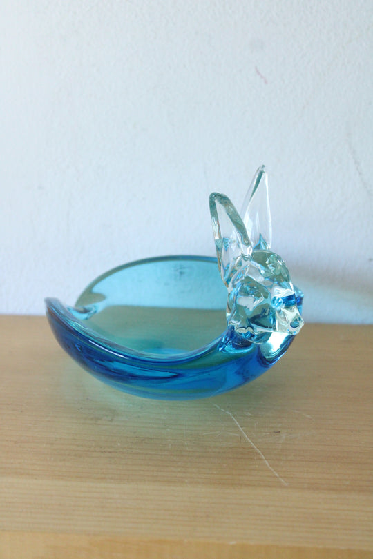Murano Blown Glass Bowl Vintage Rabbit Candy Dish