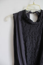 NEW Kay Celine Gray Lace Cowl Neck Sleeveless Top | L