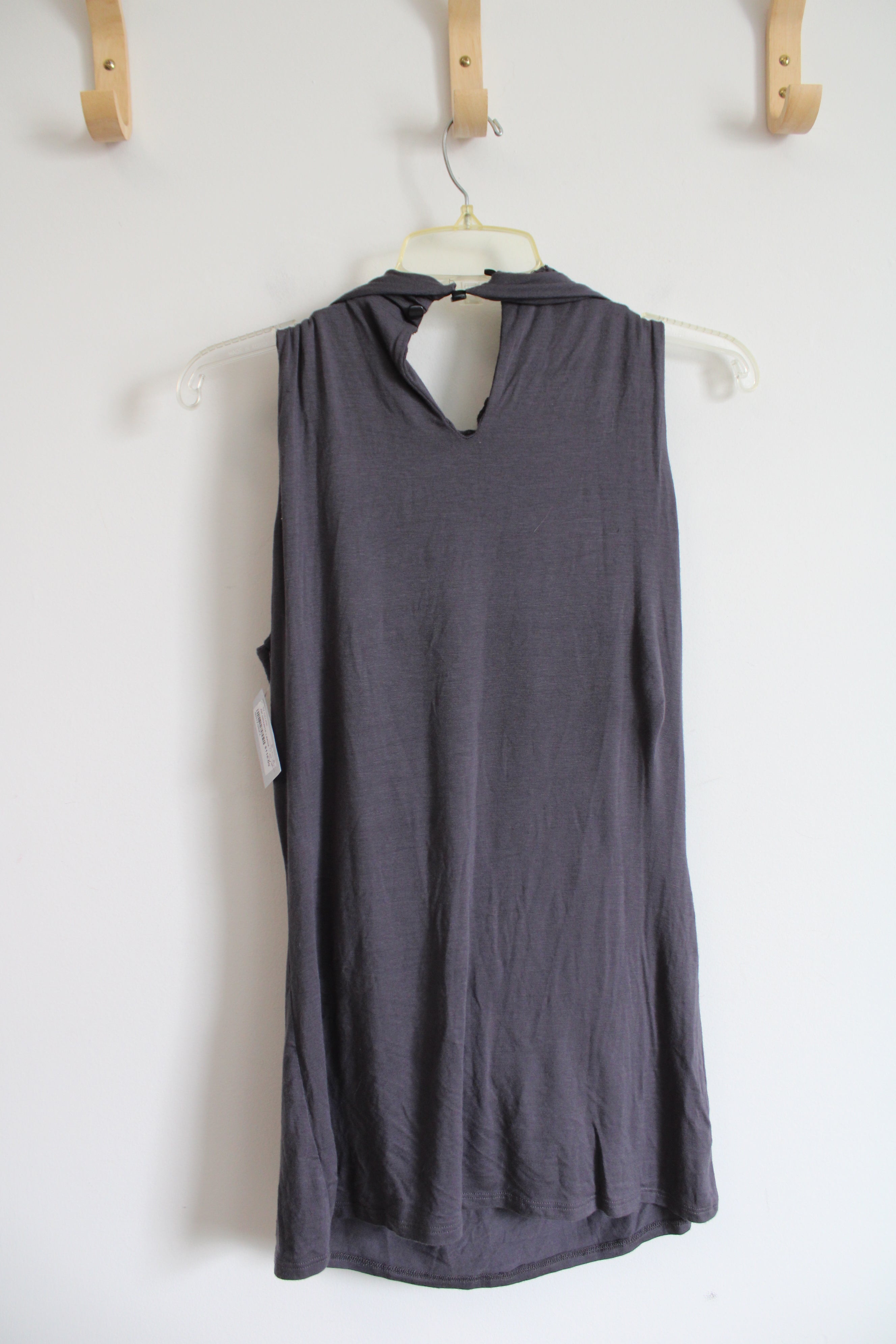 NEW Kay Celine Gray Lace Cowl Neck Sleeveless Top | L