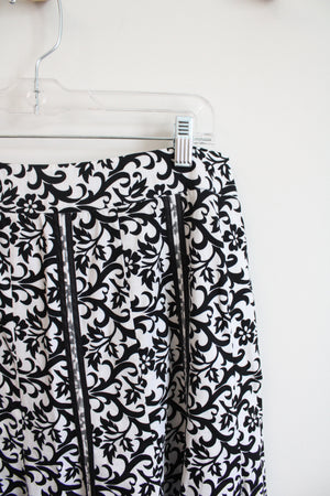 Willi Smith Black & White Floral Skirt | 8