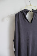 NEW Kay Celine Gray Lace Cowl Neck Sleeveless Top | L