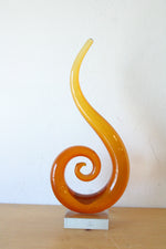 Murano Amber Glassware Twisted Swirl Abstract Sculpture