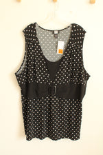 NEW Studio 1940 Black & White Polka Dot Tank Top with Buckle | 4XL