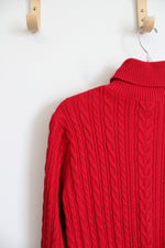 Lands' End Red Cable Neck Turtleneck Top | M