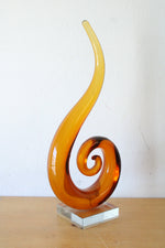 Murano Amber Glassware Twisted Swirl Abstract Sculpture