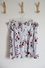 Torrid Blue & White Striped Red Floral Ruched Off The Shoulder Top | 00